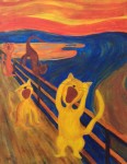 The Yowl 18x24 sold. Ref Edvard Munch, "The Scream". Cats yowling.