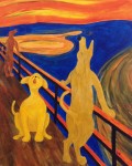 The Howl 18x24 sold. Ref Edvard Munch, "The Scream". Dogs howling.