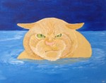 Happy Cat 18x20 sold. Unhappy cat in water. Disgruntled cat.