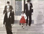      , 8x10, sold. Black schoolchild escorted by US Marshals, school segregation.