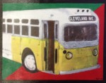 Rosa's Bus, 9x12, nfs. Rosa Parks refused to sit in the back of this bus. Segregation.