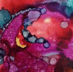 Untitled 4x4 sold. Alcohol ink abstract on Yupo paper.