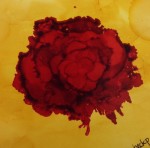 Untitled 4x4 sold. Alcohol ink rose on Yupo paper.